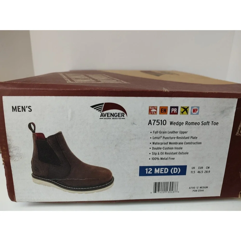 Avenger Works Boots NIB Mens A7510 Wedge‎ Romeo Soft toe 12 No Tags